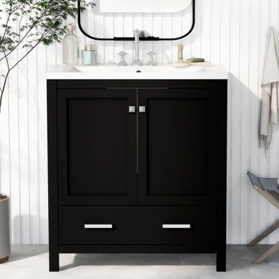 Meuble-lavabo de salle de bain avec lavabo simple encastré