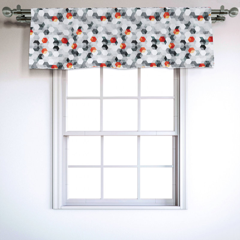 Sateen Geometric Ruffled Window Valance