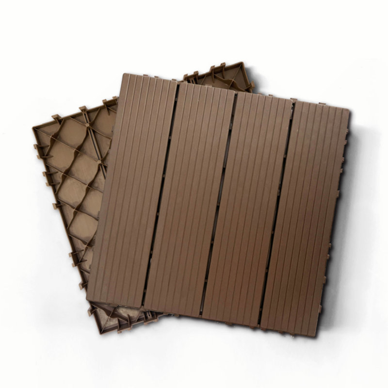 1 ft. x 1 ft. Plastic Composite Deck Tile in Dark Brown, Resist Rust, Water, Easy to DIY and Maintain(35 per Case)
