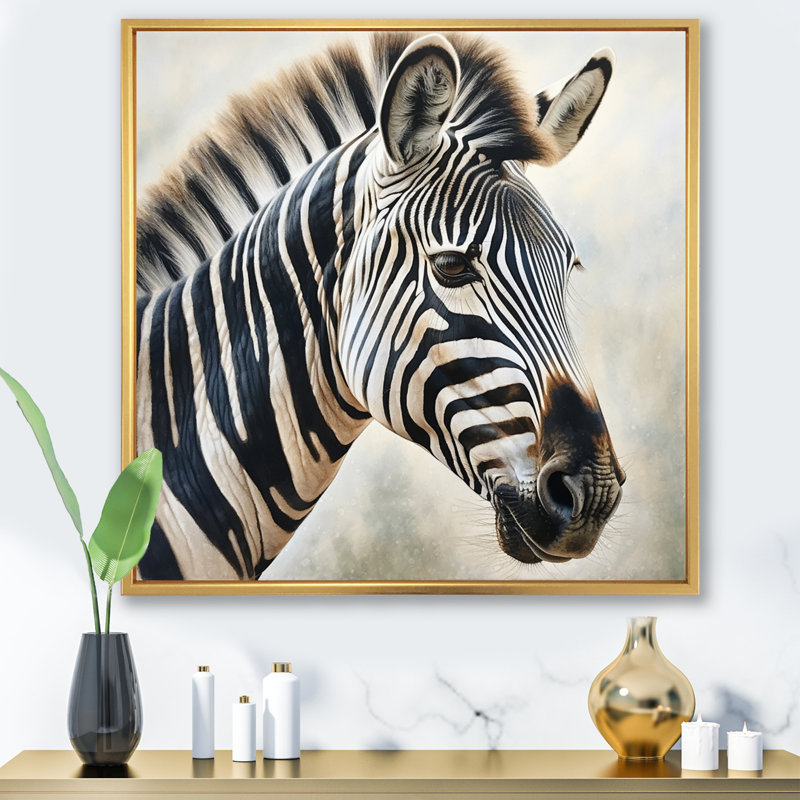 " African Zebra II ", 24" H x 24" W, Gold Floater Framed