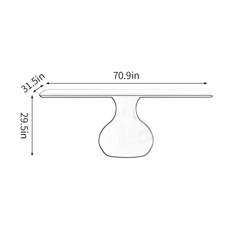 Solid Wood Base Dining Table, 31.5" W x 70.9" L
