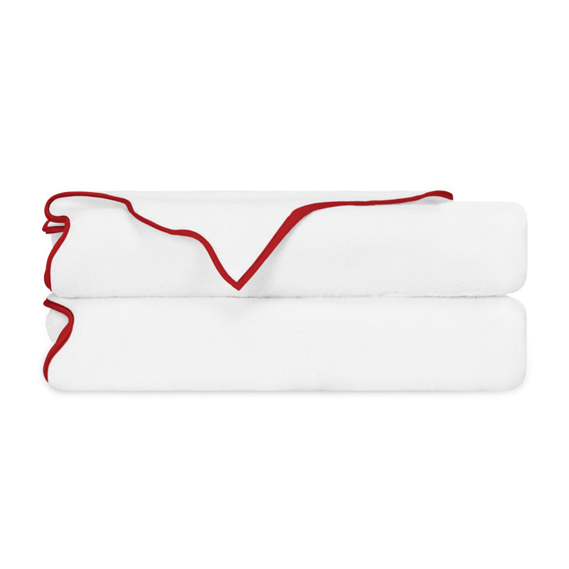 Antalya Turkish Cotton Bath Towel, White/Brilliance Red, 2 Pack - Bath Tower