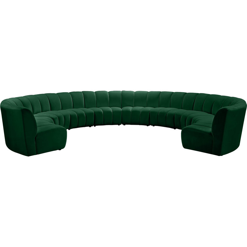 Canapé modulaire en velours Infinity, Velours vert, 10 pièces