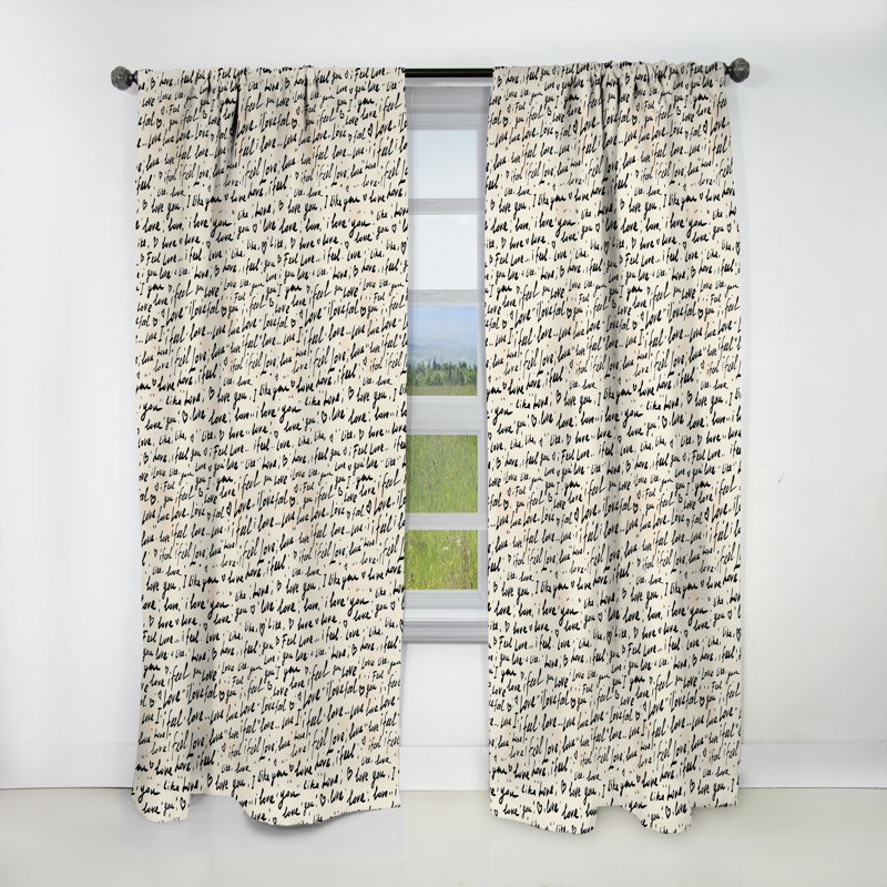 I feel LOVE Text Pattern - Abstract Eclectic Blackout Curtain Single Panel, 52" W x 108" L