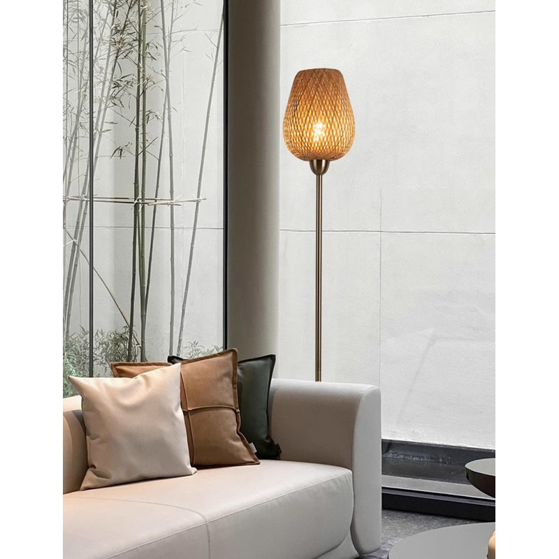 Luminaire d'appoint debout moderne en bambou tissé