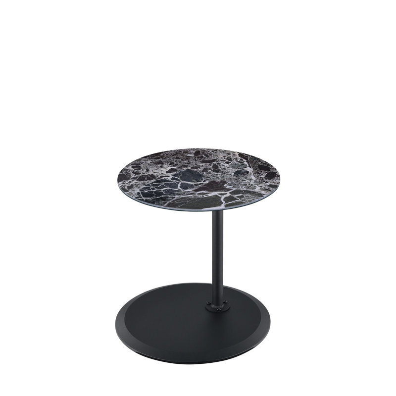 Table de bout de 15,5 po avec surface texturée en marbre noir, hauteur d'orbite réglable, surface en verre