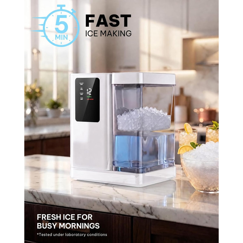 Countertop Nugget Ice Maker, 40Lbs Daily Output, Detachable Tank, Timer & Self-Clean Function