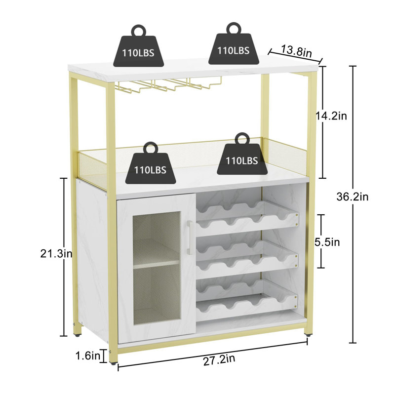 Natilie Metal Bar Cart, Gold/White, White