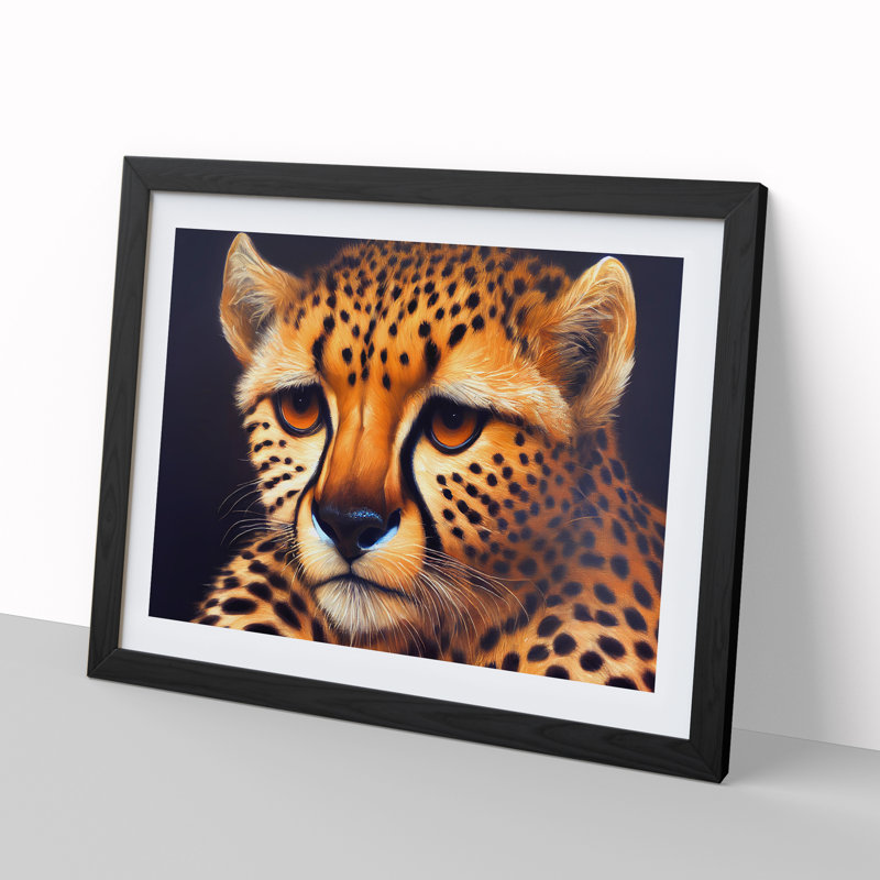 Stunning Cheetah - Single Picture Frame Print, Black, 25cm H x 34cm W x 2cm D