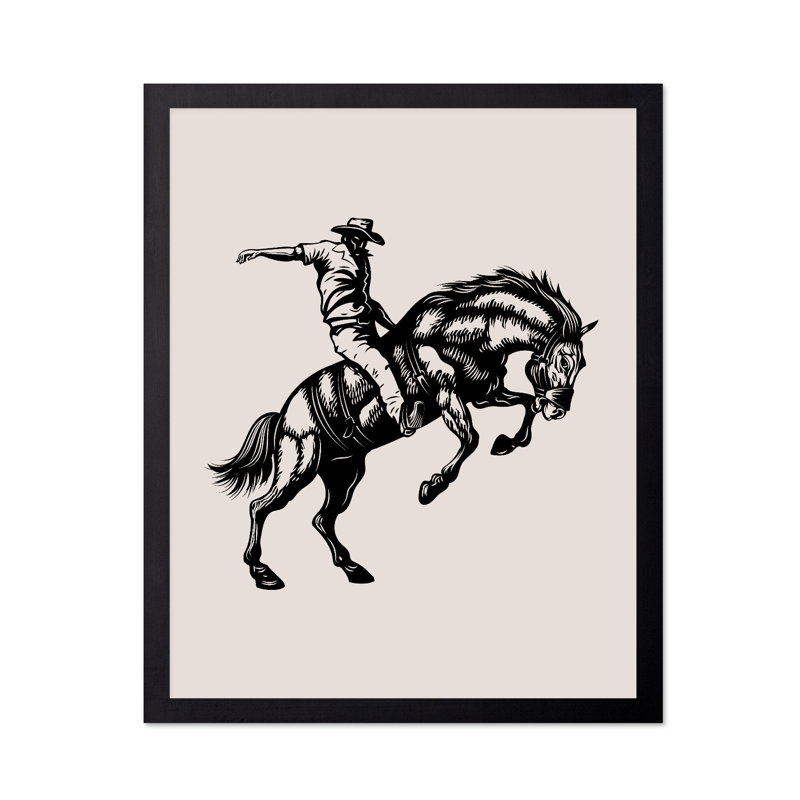 Cheval de cowboy beige, Black Framed, Poster, 24"H x 32"W