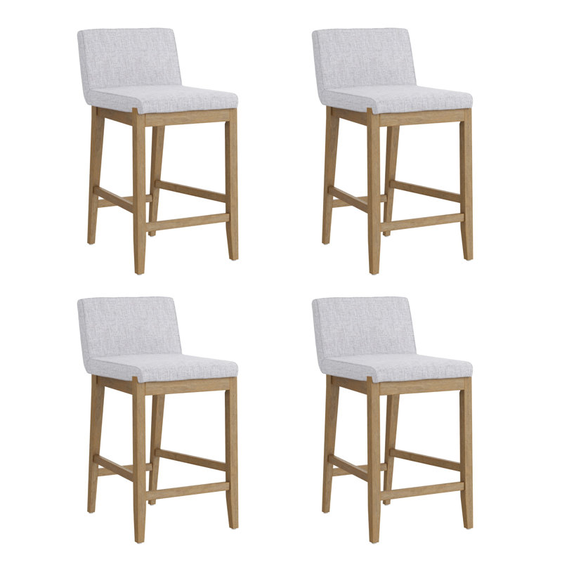 Tabouret de comptoir exposé avec pieds en bois massif, 4, Counter Stool (24.6” Seat Height), Gris clair / acajou