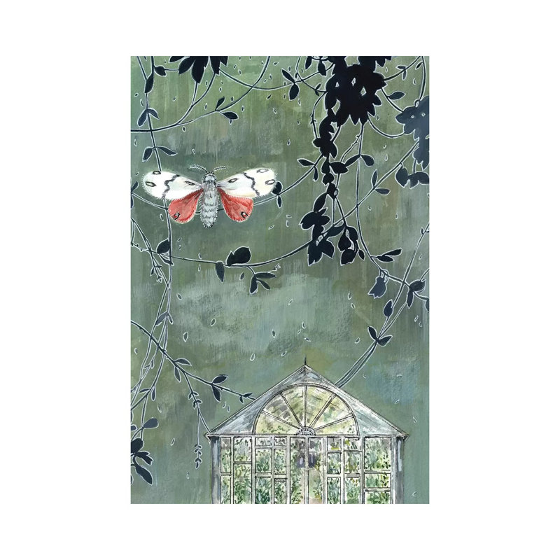 Greenhouse and Moth 1 Piece Painting on Canvas, 66.04 cm H x 45.72 cm W x 1.91 cm D, Wrapped Canvas