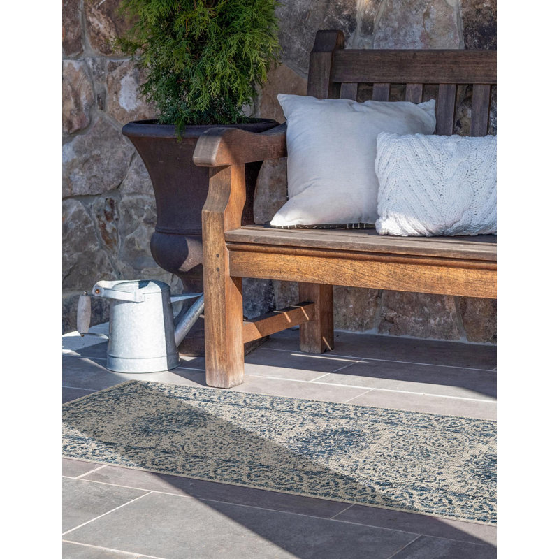 Tapis bleu Contemporary Hitchens, Tapis de couloir 2 pi x 8 pi