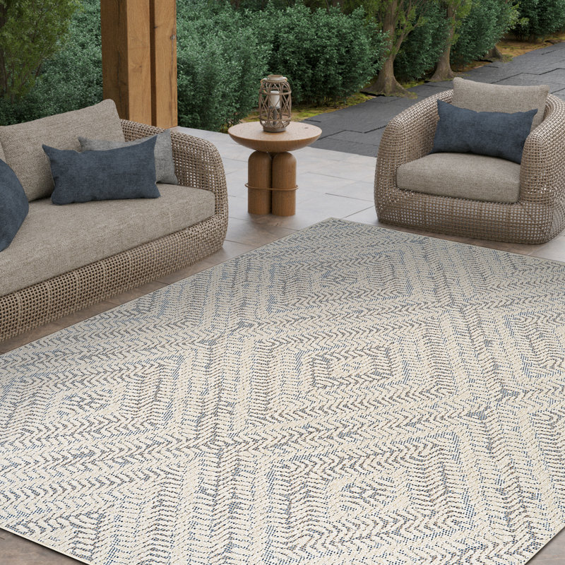 Tapis intérieur / extérieur turquoise Liguria Levanto, 6 pi 6 po x 9 pi 6 po