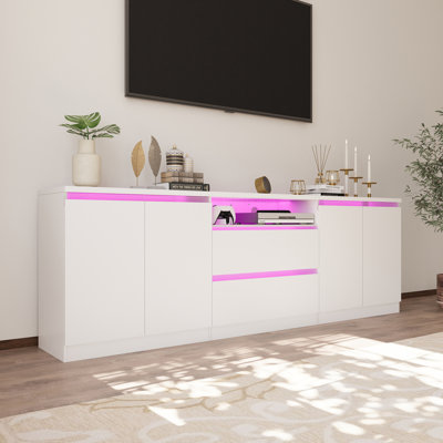 94.5'' Modern LED TV Stand with Storage Cabinets and Drawers