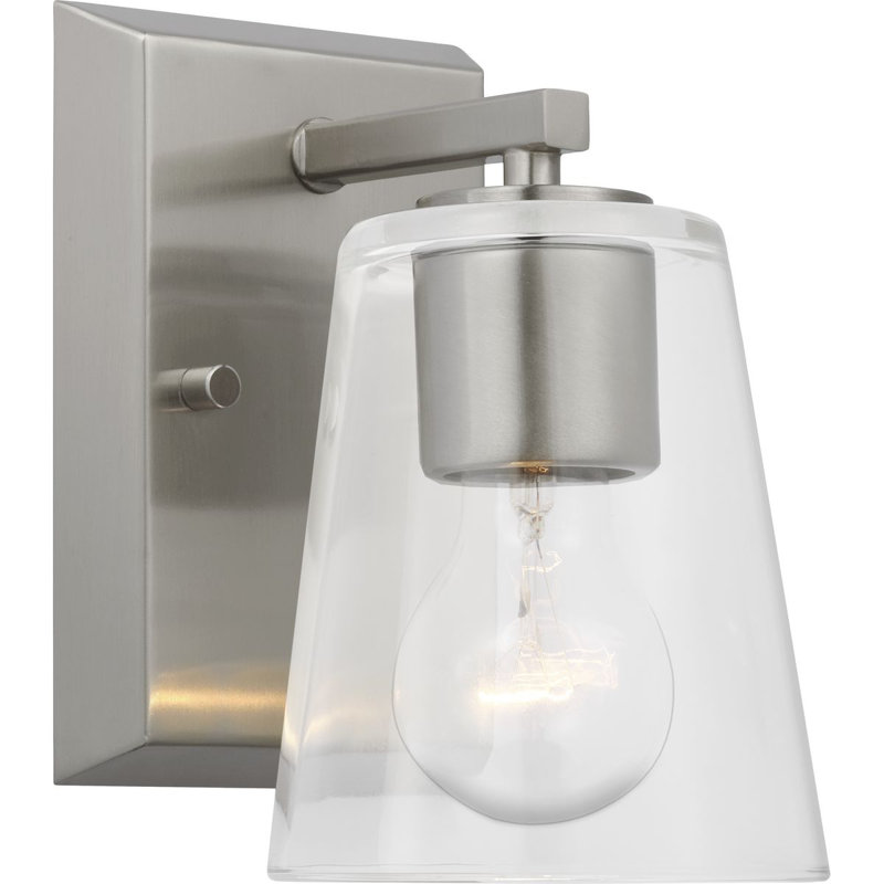 Lilyani Dimmable Bath Sconce, Clear, Brushed Nickel