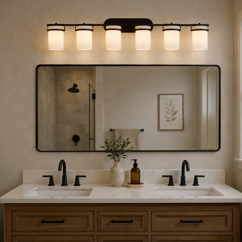 6 - Light Matte Black Modern Bathroom Vanity Light