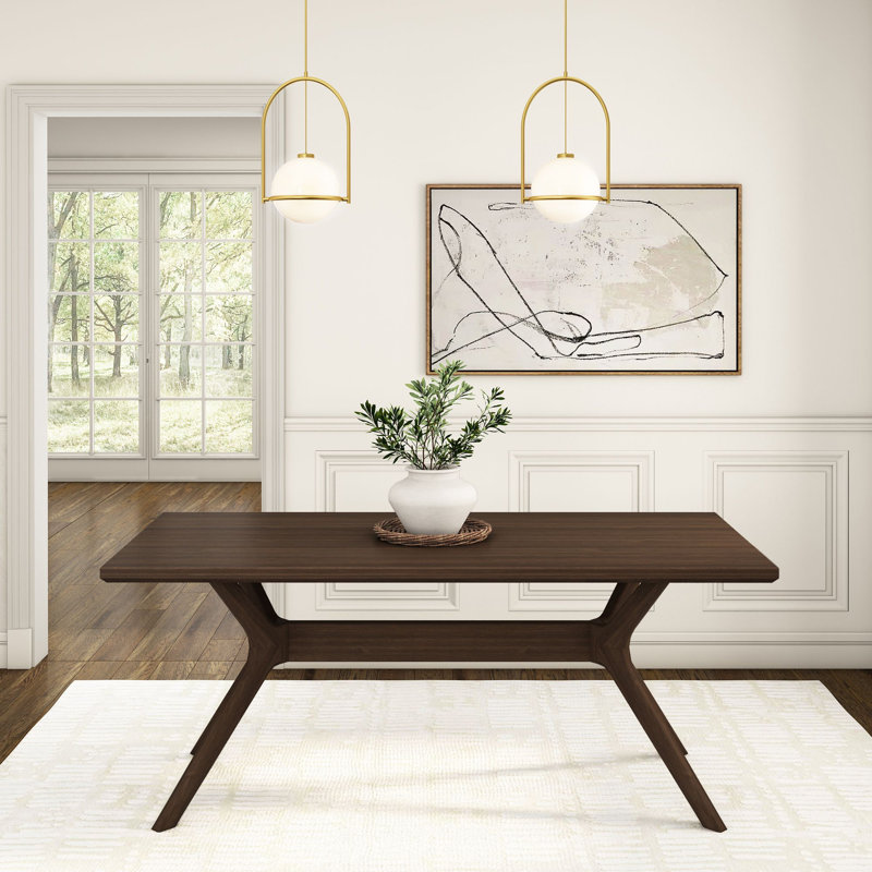 Muhsina Cross Leg Rectangular Dining Table, 30"H x 72"W x 35.75"D, Walnut