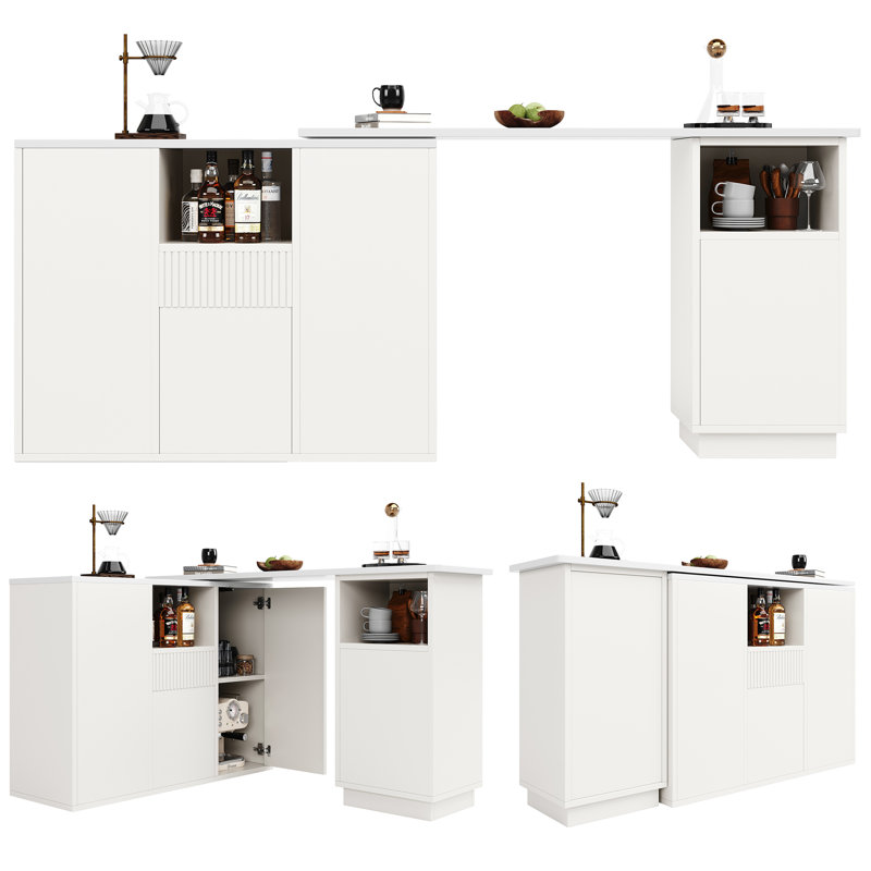 360° Rotating Bar Table With Storage Cabinet, White