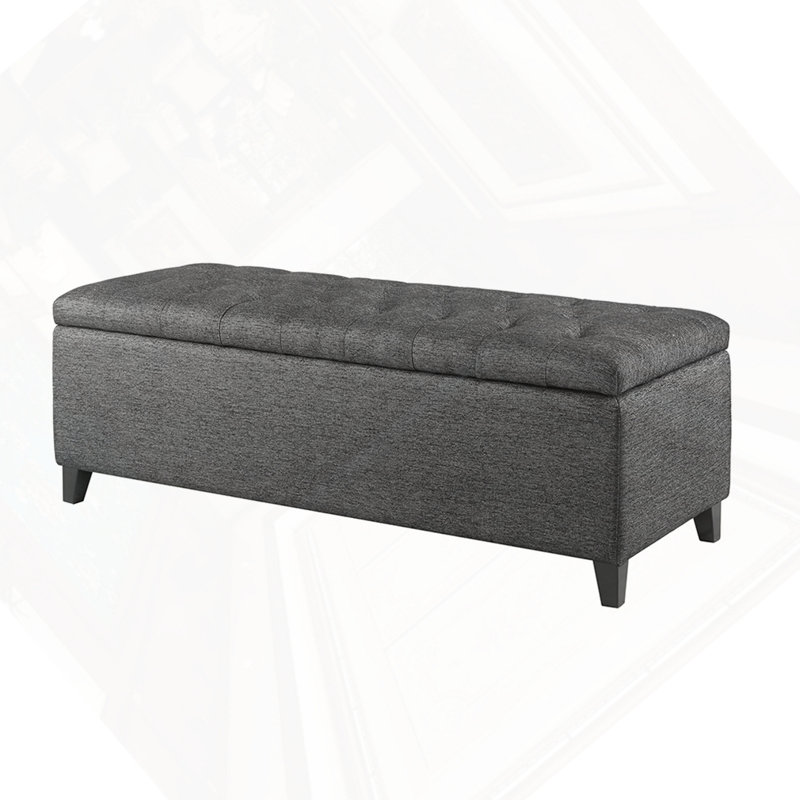 Banc de rangement capitonné à fermeture douce, Charcoal