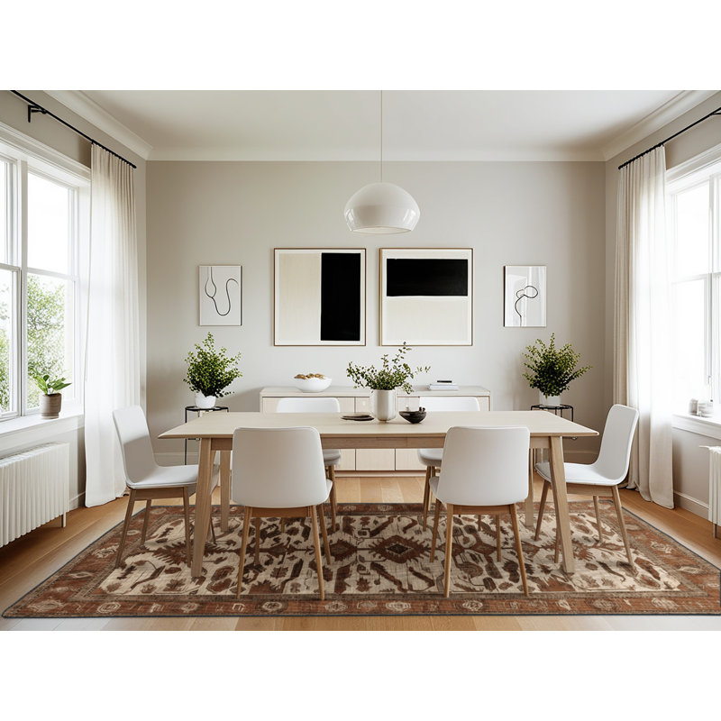 Machine Washable Persian Brown Area Rug, Rectangle 7' x 10'