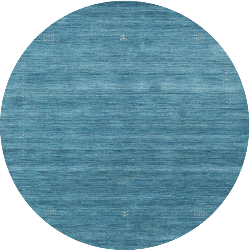 Tapis de zone bleu contemporain, Rond 3 pi