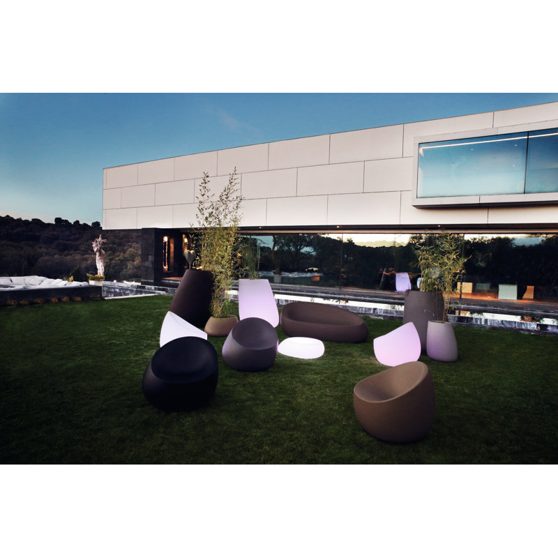 Luminous Stone-Inspired Polyethylene Patio Chair with RGBW LED