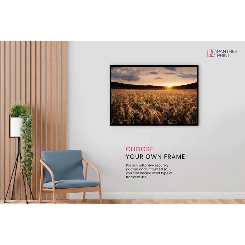 Golden Sunset On Wheat Field - No Frame Print, 76cm H x 51cm W x 1cm D