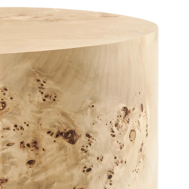 Natural Burl Wood Round Side Table, 16"