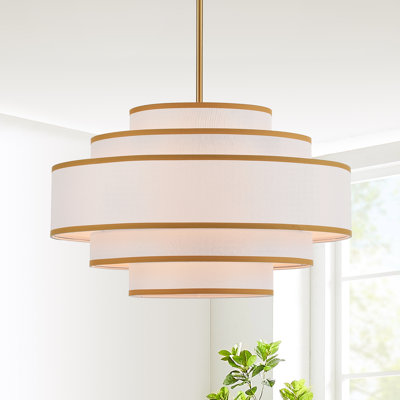 Lustre tambour 4 lumières en lin moderne