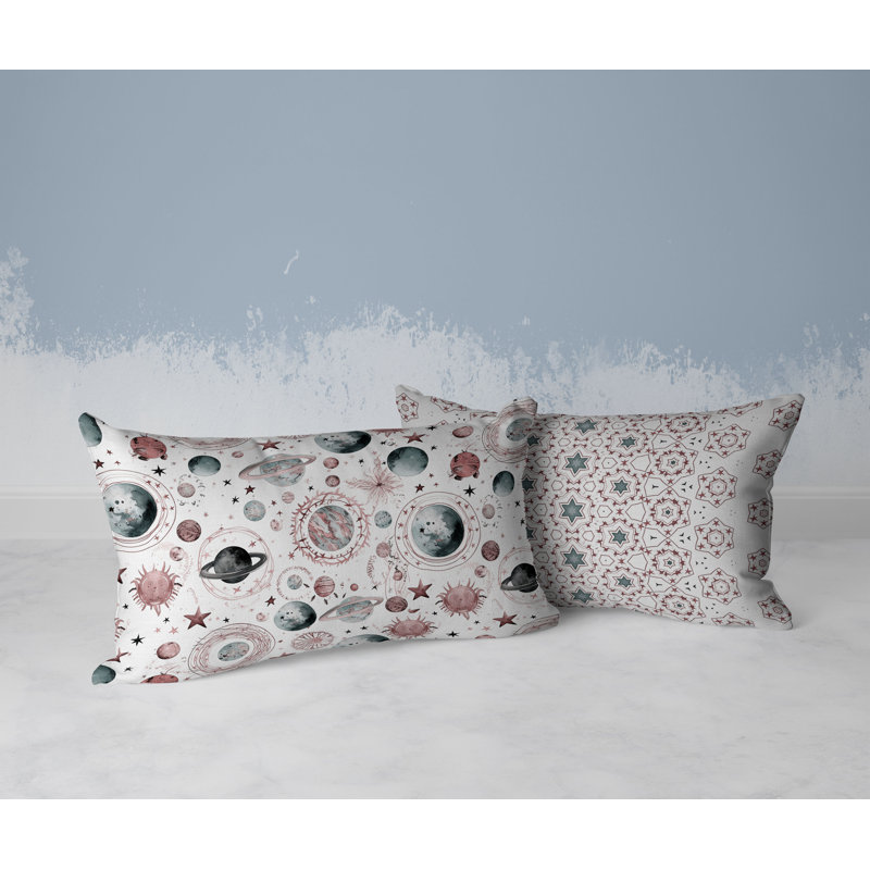 Space Fusion  Rectangular Throw Pillow, Gray/Pink
