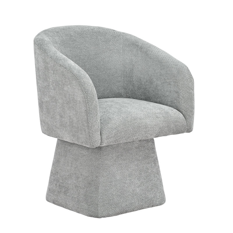 Upholstered Swivel Barrel Dining Chairs, Chenille Accent Chairs (Set Of 2), Light Gray