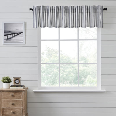  Cantonnière rayée en coton sur mesure en noir / blanc