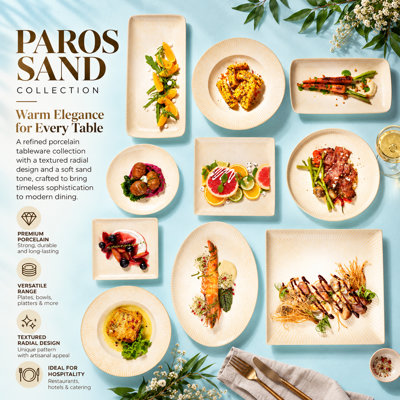 Assiette rectangulaire en porcelaine de qualité supérieure Paros-Sand