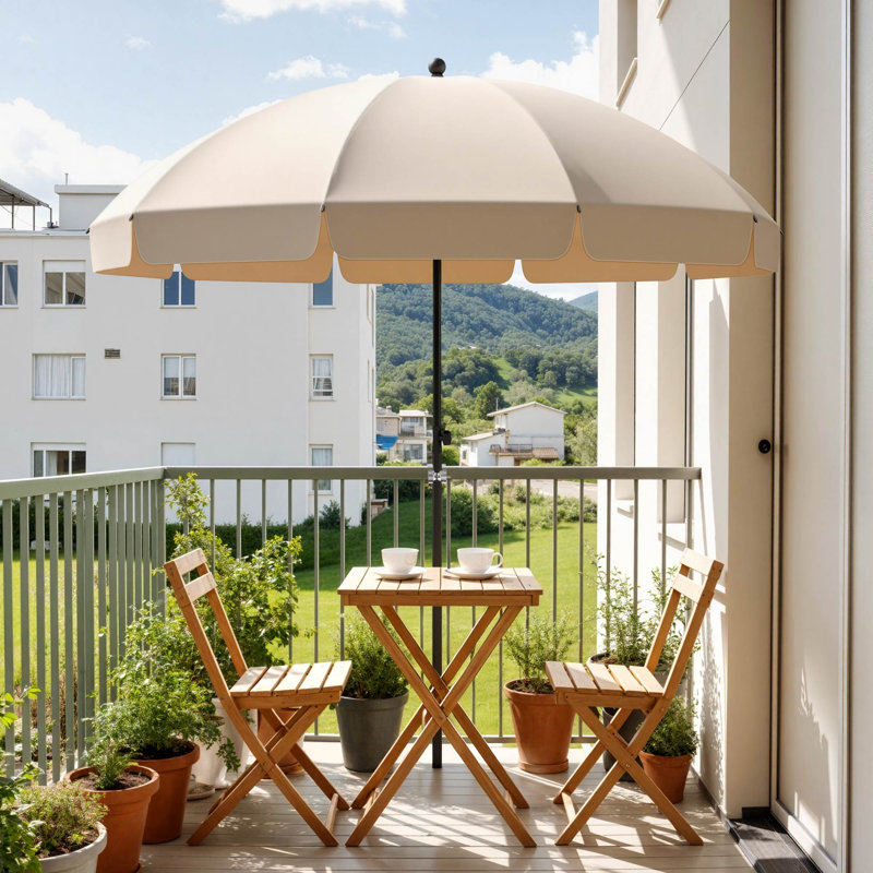 Balcony Parasol, Beige, 225cm H x 220cm W x 220cm D