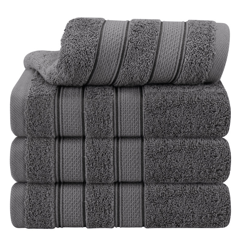  100% Cotton 4 Piece Hand Towels For Bathroom, Gray