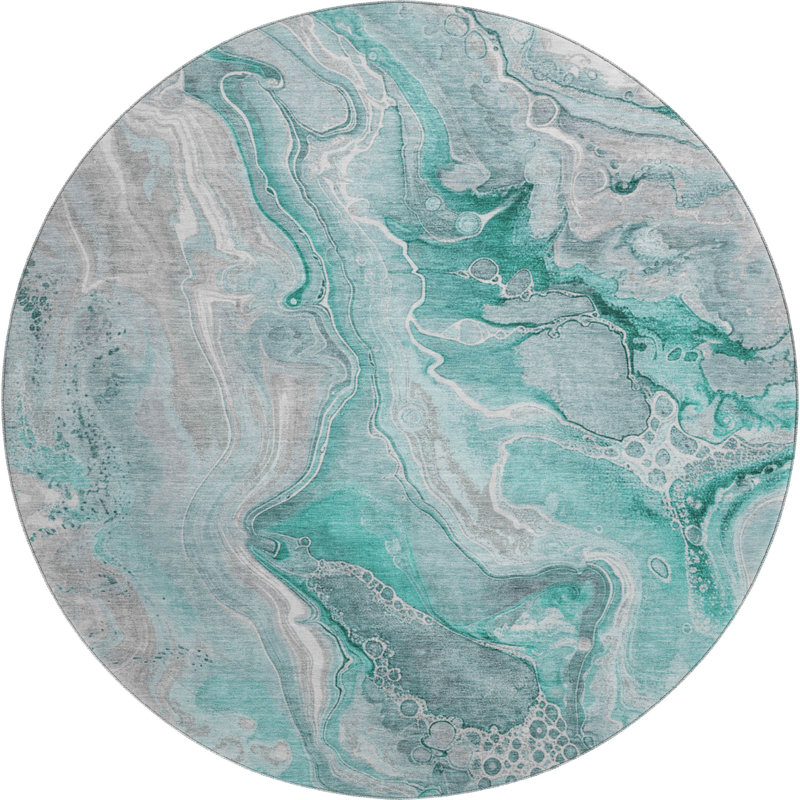 Premium Machine Washable Slesnick AMF1681 Abstract Rug, Round 8'