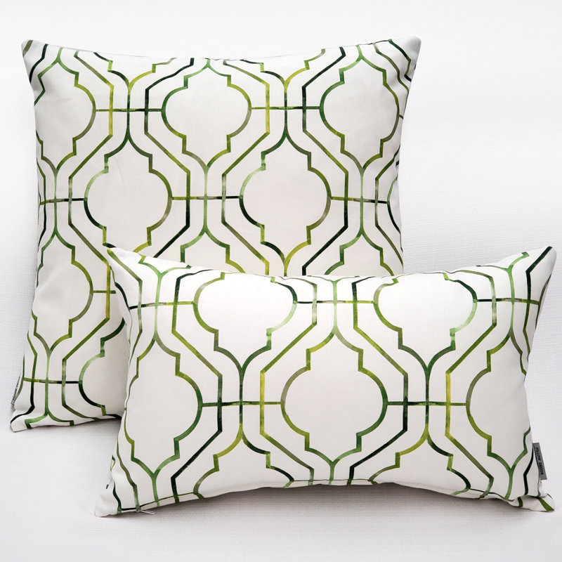 Biltmore Gate Geometric Cotton Throw Pillow, Green