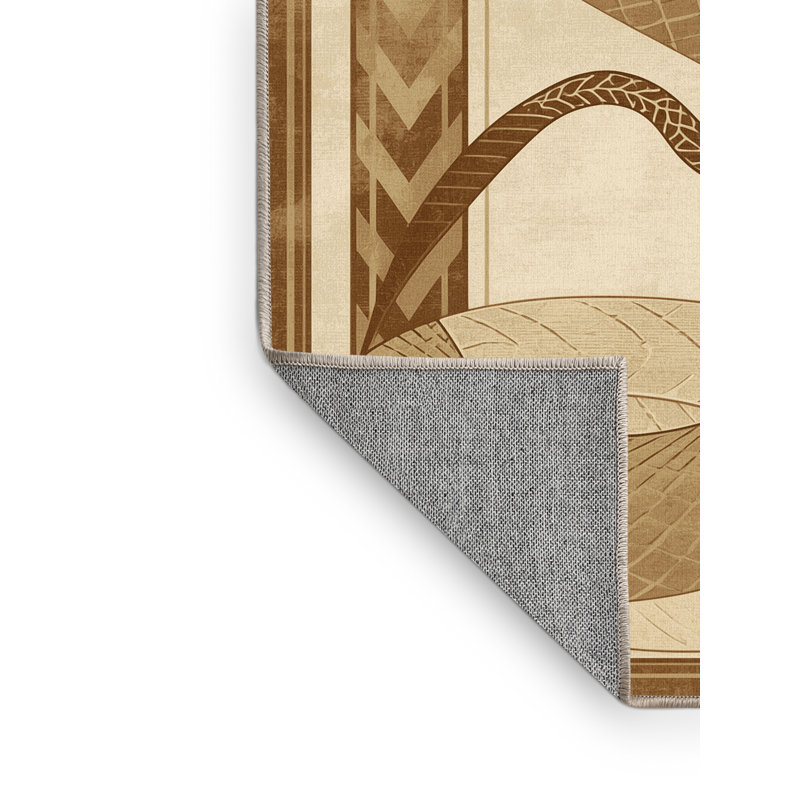 Tapis art déco lavable à la machine Pavanvir Naga - beige, 8 x 10