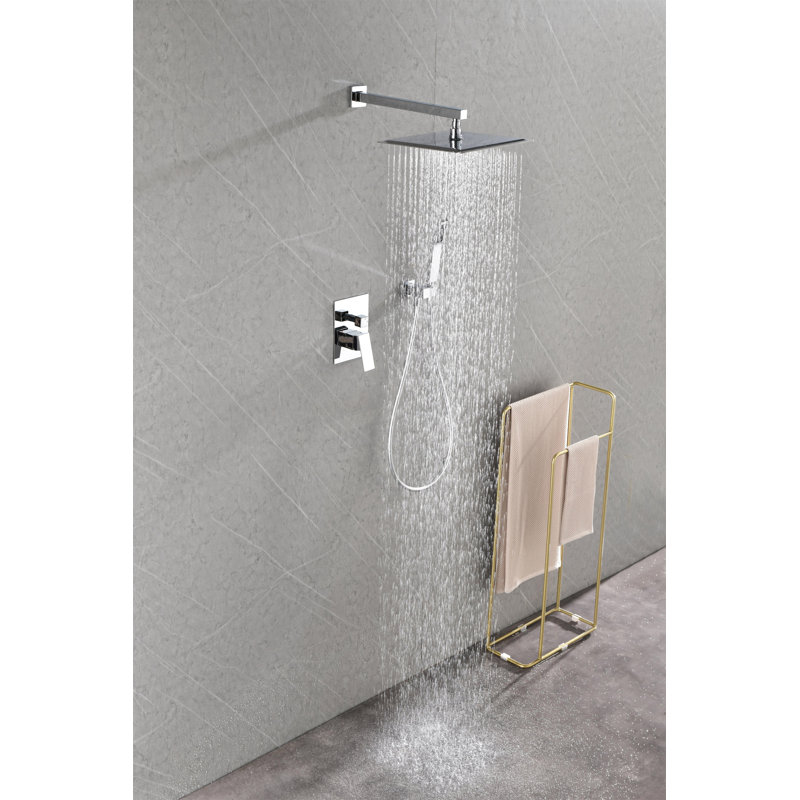 Shower Set System Bathroom Luxury Rain Mixer Shower Combo Set Wall Mounted Rainfall Shower Head Faucet, Chrome