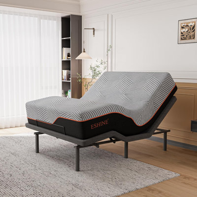 Lit réglable E3100 avec matelas de 14 po, gravité zéro, massage, télécommande sans fil, contrôle des applications, éclairage sous le lit, ports USB