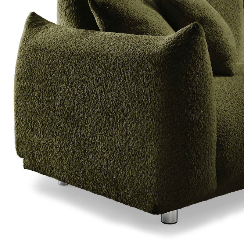Arnya 225.8Cm Round Arms Sofa, Olive Boucle