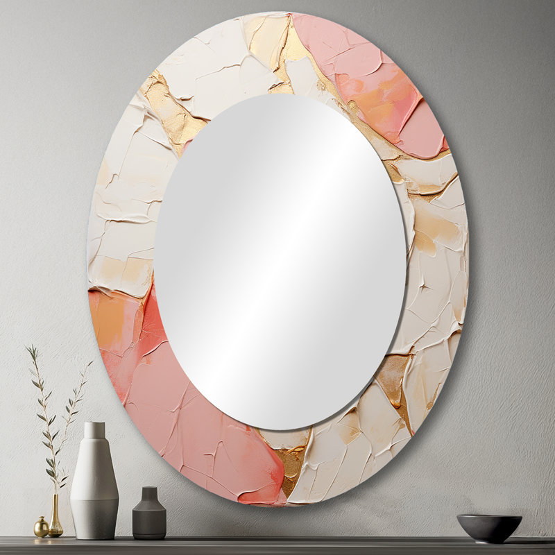 Miroir mural moderne rose et blanc, 43 po x 33 po