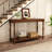50 Inch French Vintage Narrow Console Table, 2-Tier Traditional Solid Wood Entryway Table With Roman Legs, Rectangular Accent Couch Table Behind Sofa, Dark Brown
