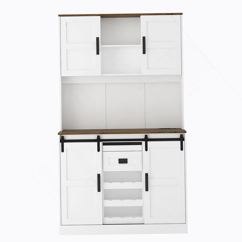 Armoire de cuisine avec rangement Coffee Bar, Noir, Blanc 1