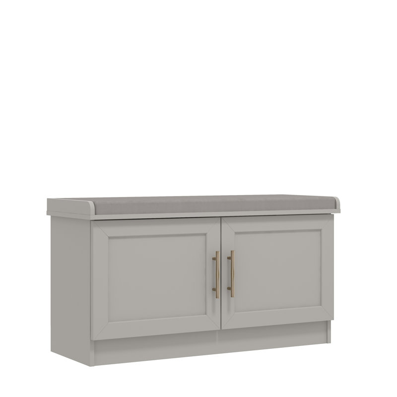 2 Door Storage Bench, Light Grey