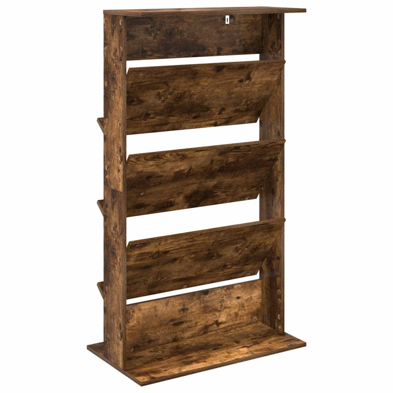 Wood Free Standing Magazine Rack, Smoked Oak