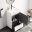 Meuble-lavabo sur pied moderne en velours blanc rayé, lavabo en céramique, 1 porte et tiroir de rangement, matériau E1, doux, ensemble avec tiroir, finition, quincaillerie