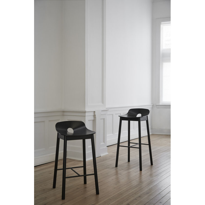 Mono Bar Stool, Counter Stool (25.59'' Seat Height), Oak/Black