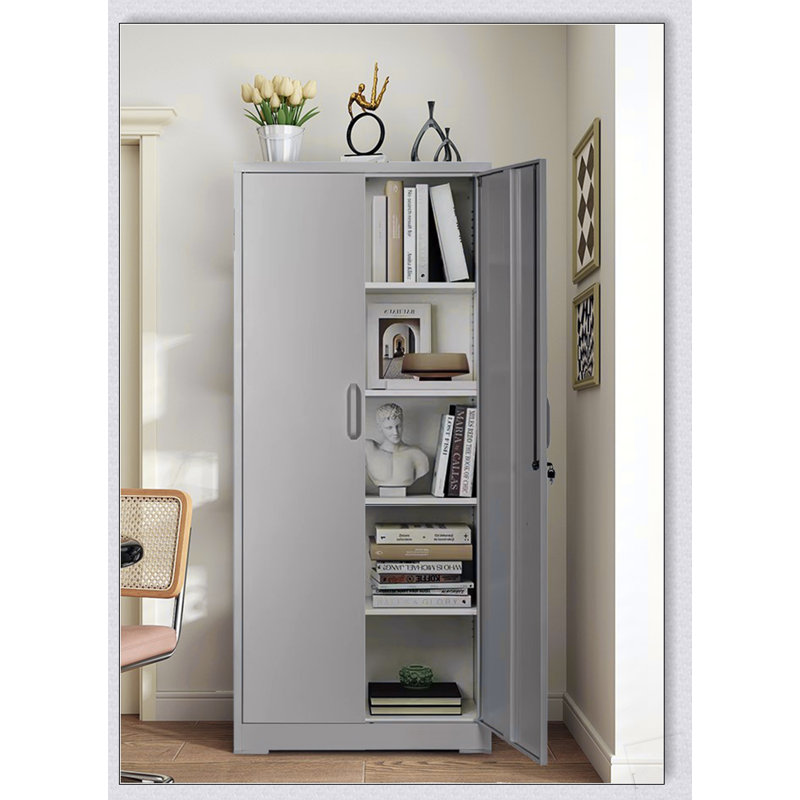 Armoire de rangement en métal robuste avec portes verrouillables et tablettes réglables, idéale pour un rangement sûr et organisé dans les garages et les bureaux